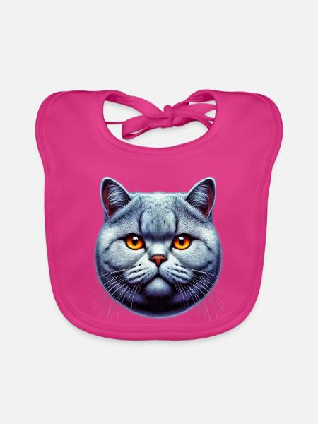 Britische Kurzhaarkatze - Baby Bio-Lätzchen - Fuchsia