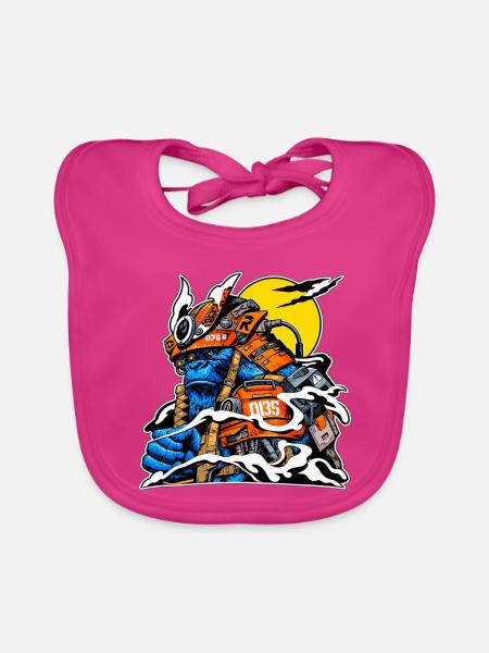 Gorilla im Neon-Mech-Anzug - Baby Bio-Lätzchen - Fuchsia - Vorne