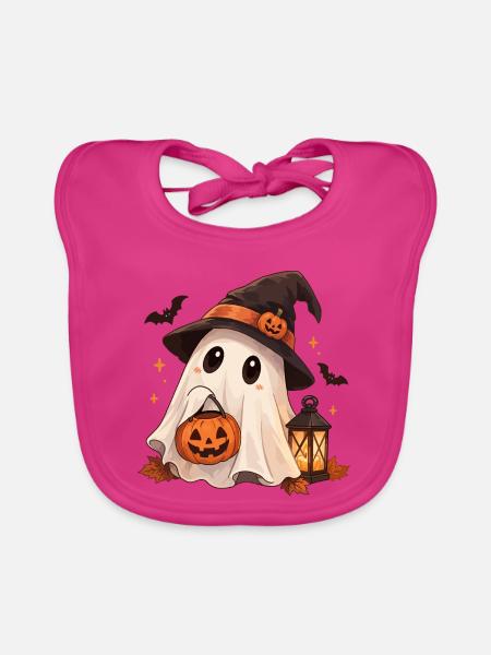 Süßer Geist mit Hexenhut - Baby Bio-Lätzchen - Fuchsia - Vorne
