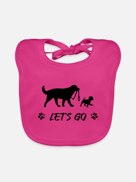Dogs go for a walk - Organic Baby Bibs - fuchsia - Front