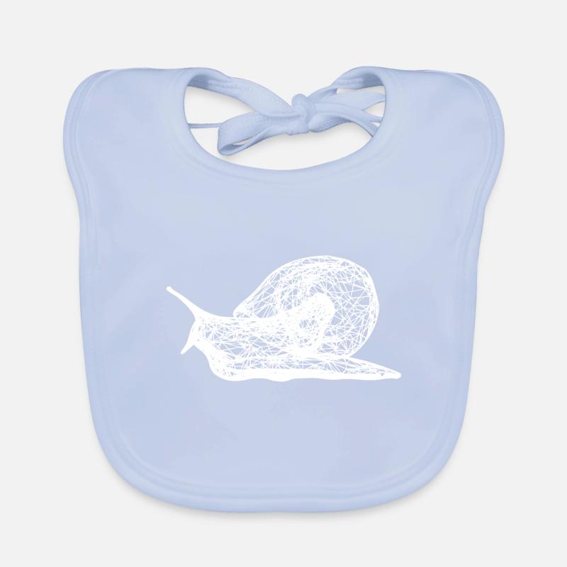 A white snail crawls through nature Organic Baby Bibs