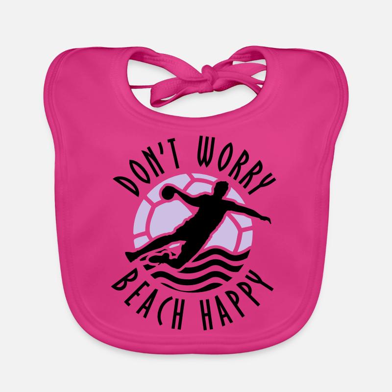 Don # t Worry Beach Happy beach handball - Bavoir bio Bébé - fuchsia