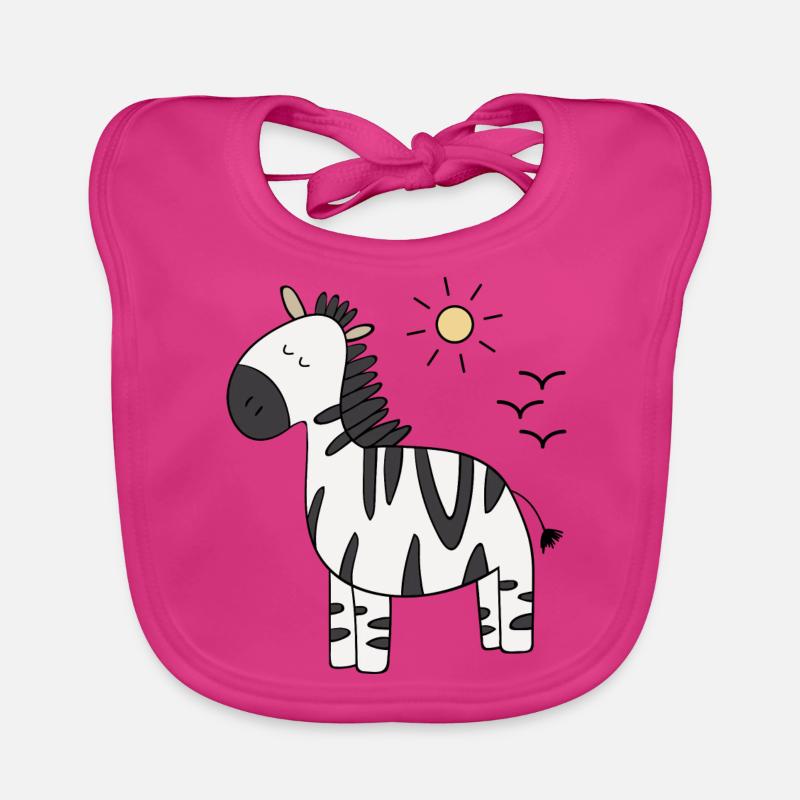 zèbre - Bavoir bio Bébé - fuchsia