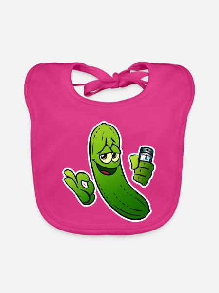 Gurkenheld Cartoon - Baby Bio-Lätzchen - Fuchsia