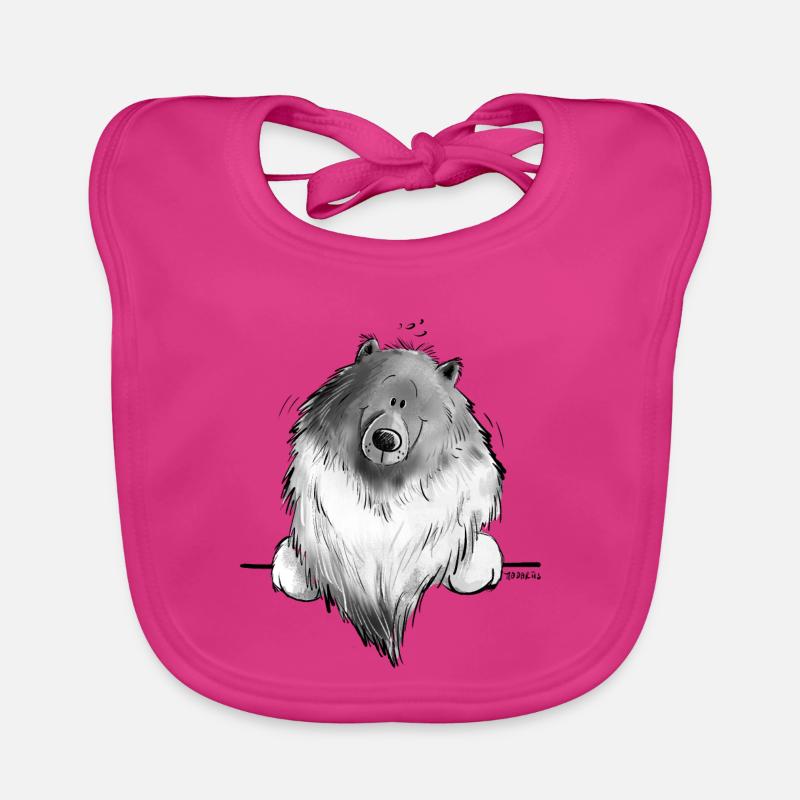 Cadeau drôle de chien de bande dessinée Wolfsspitz I Bavoir bio Bébé