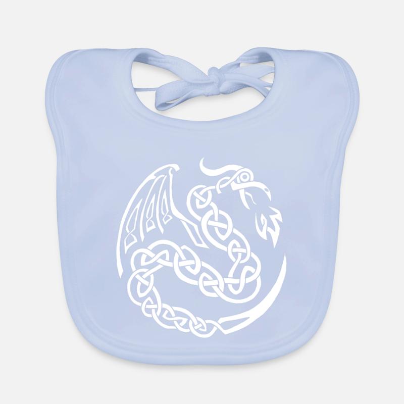White celtic dragon Organic Baby Bibs