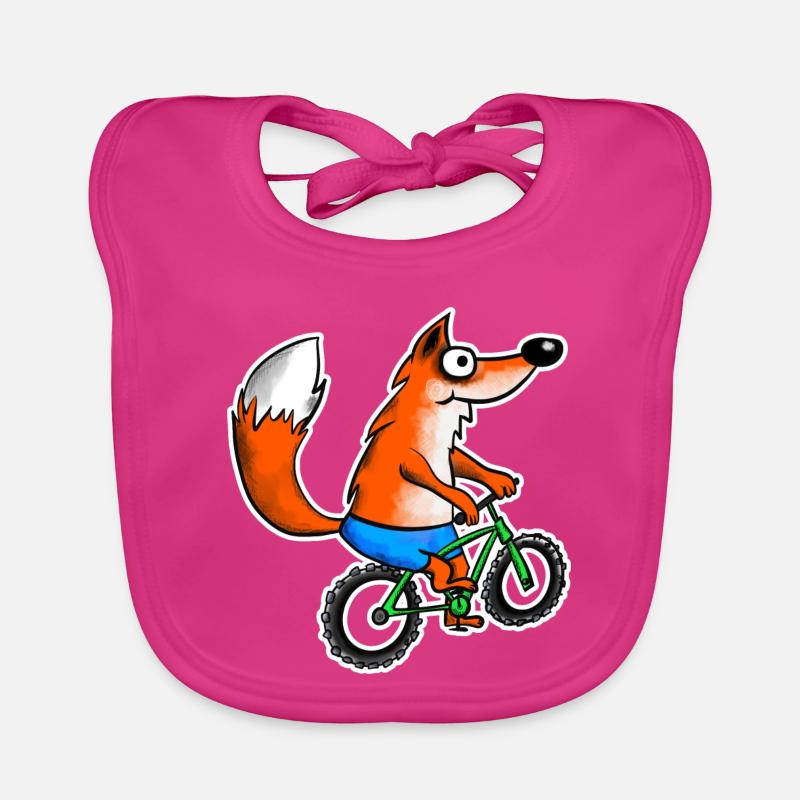 Renard avec VTT - Bavoir bio Bébé - fuchsia