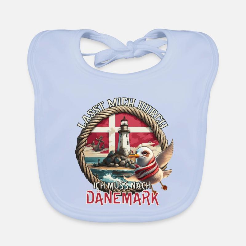 Dänemark - lasst mich durch - Möwe - Leuchtturm Baby Bio-Lätzchen