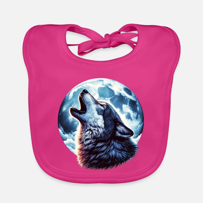 Wolf howls at the full moon Organic Baby Bibs