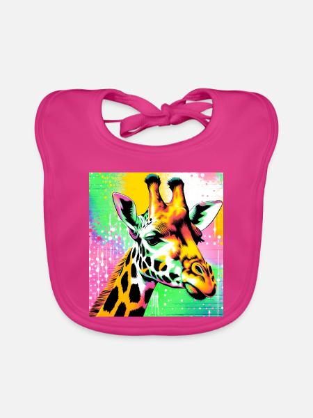 girafe - Bavoir bio Bébé - fuchsia