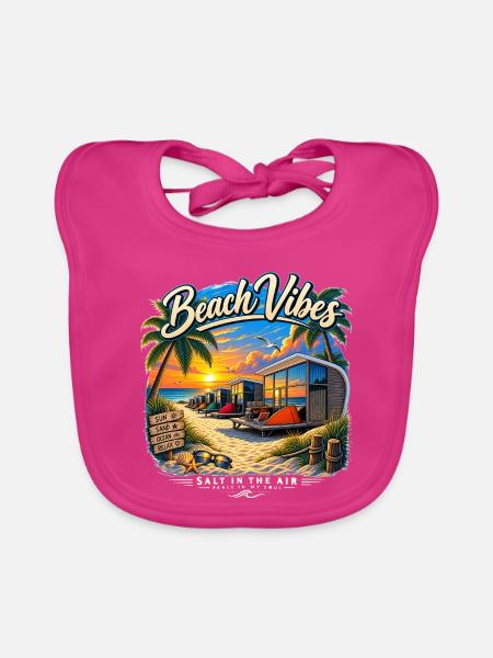 Beach Vibe  - Baby Bio-Lätzchen - Fuchsia