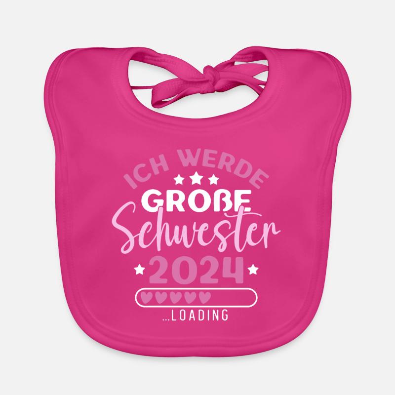 Große Schwester 2024 Mädchen Geschwister Geburt Baby Bio-Lätzchen