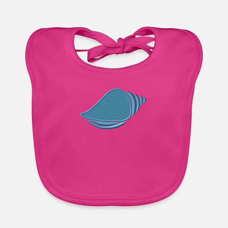 Coquille brodée - Bavoir bio Bébé - fuchsia