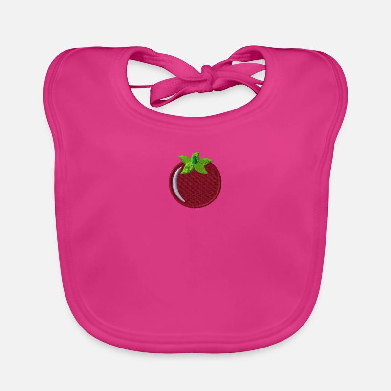 Tomate brodée - Bavoir bio Bébé - fuchsia