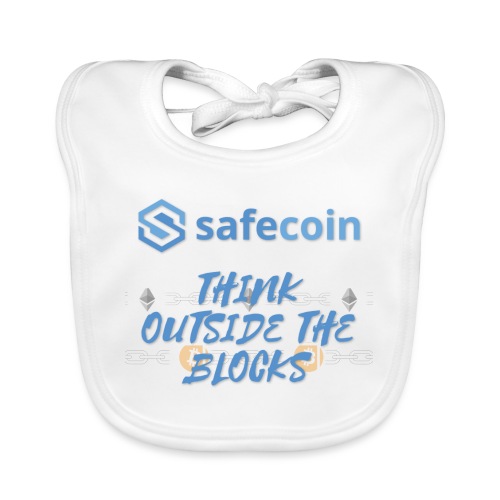 SafeCoin; think outside the blocks (blue) - Organic Baby Bibs
