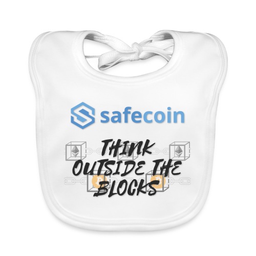 SafeCoin; Think Outside the Blocks (black + blue) - Organic Baby Bibs