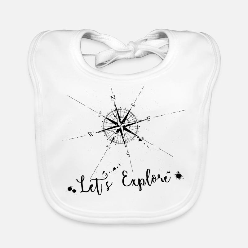 Compass navigation travel card nature gift Organic Baby Bibs