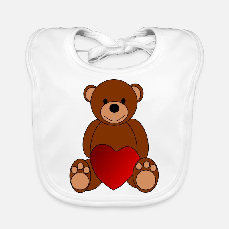 Teddy Bear Heart Bear Valentine's Day Gift Love Organic Baby Bibs