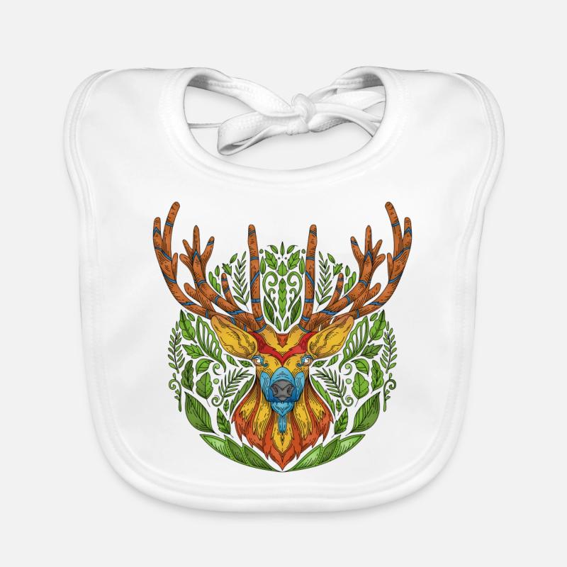 Tête de cerf de cerf - Bavoir bio Bébé - blanc