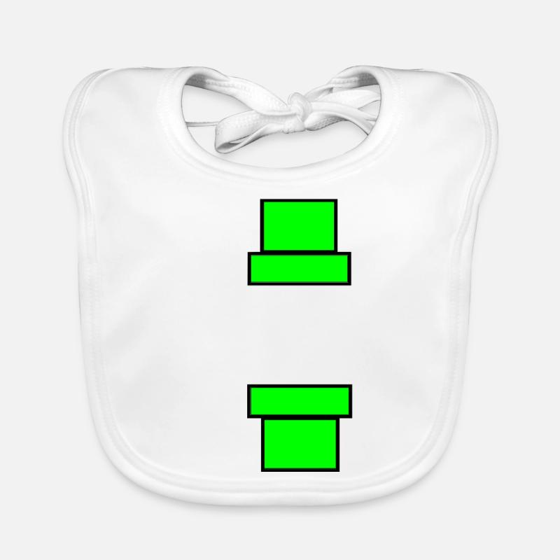 Pipes Mario Cadeau Idée Cadeau Vert - Bavoir bio Bébé - blanc