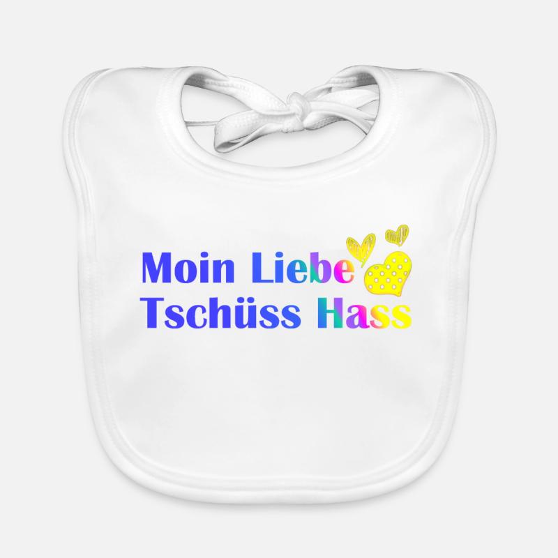 Moin Liebe, Tschüss Hass Herz romantisch Geschenk Baby Bio-Lätzchen