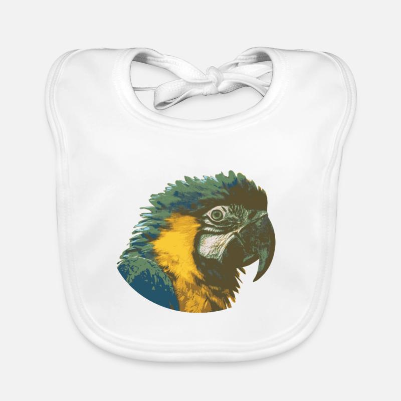 Perroquets colorés - Bavoir bio Bébé - blanc