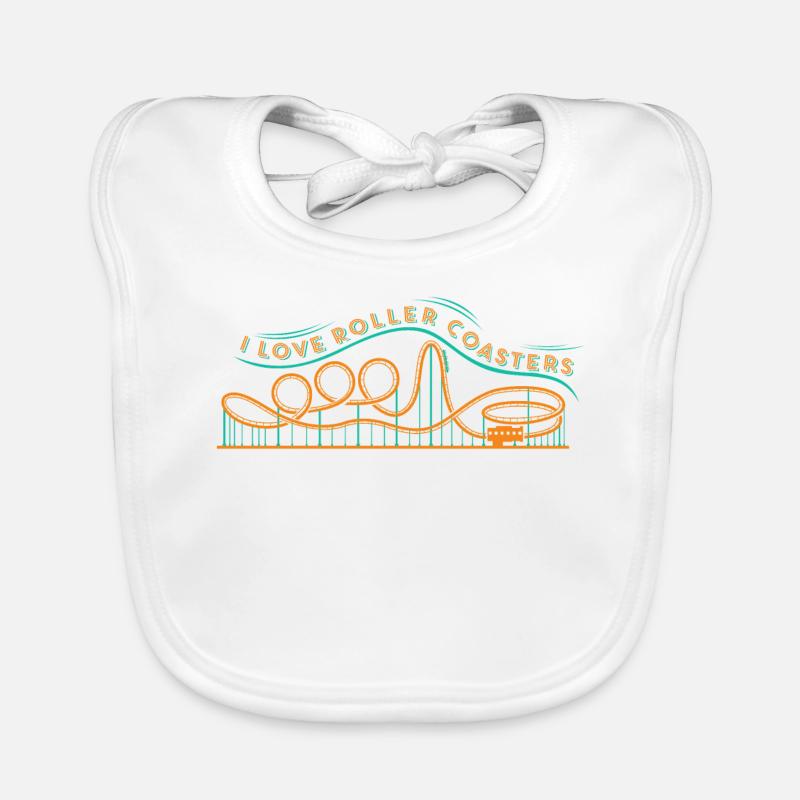 J'aime Roller Coaster - fan de roller coaster - Bavoir bio Bébé - blanc