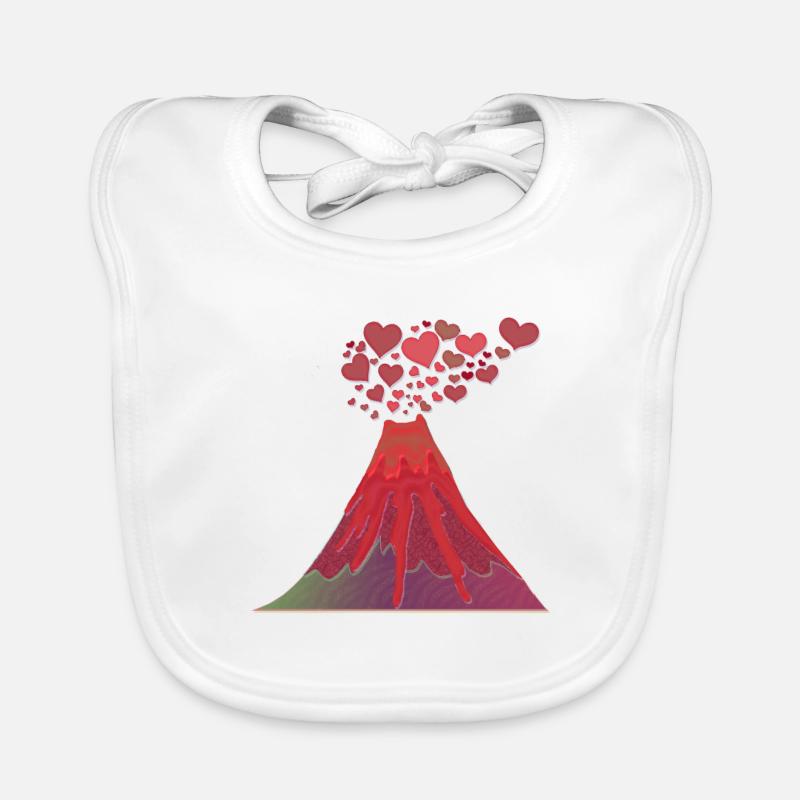 Volcan, éruption volcanique - Bavoir bio Bébé - blanc