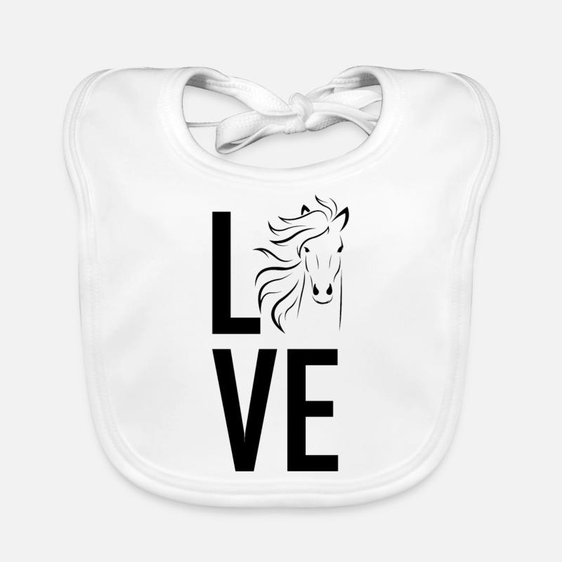 chevaux - Bavoir bio Bébé - blanc