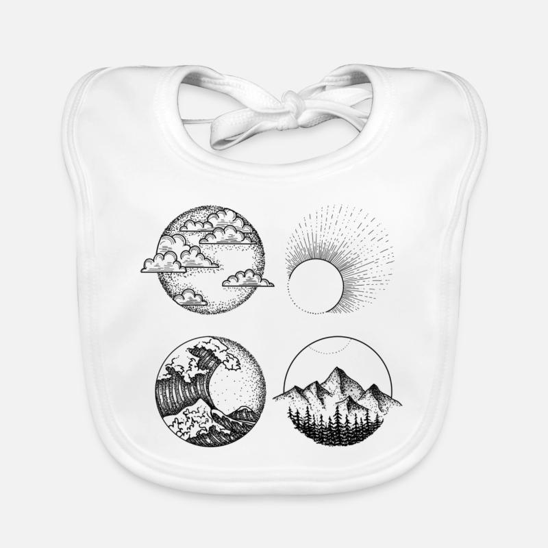 Éléments Dessin Desing Print Elements Bavoir bio Bébé