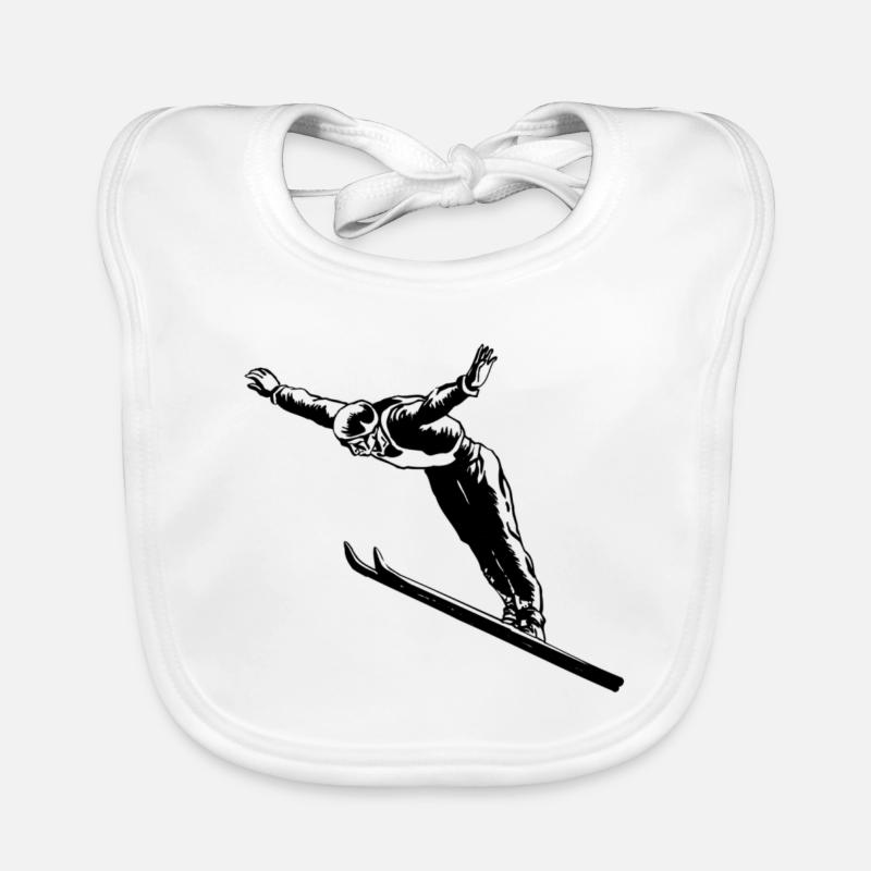 Saut à ski sauteurs à ski - Bavoir bio Bébé - blanc