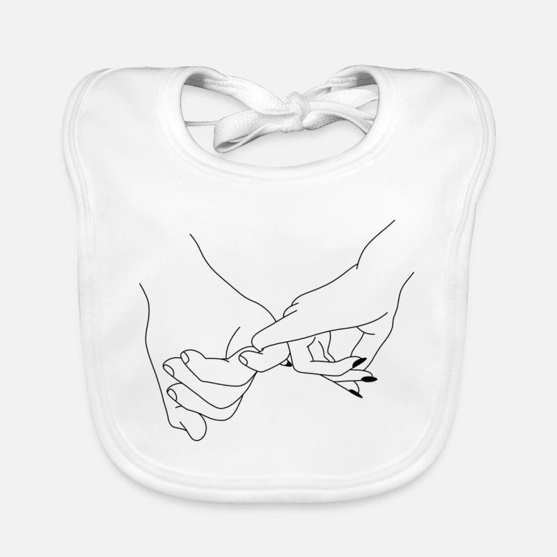 Main dans la main - amour - mains - Bavoir bio Bébé - blanc