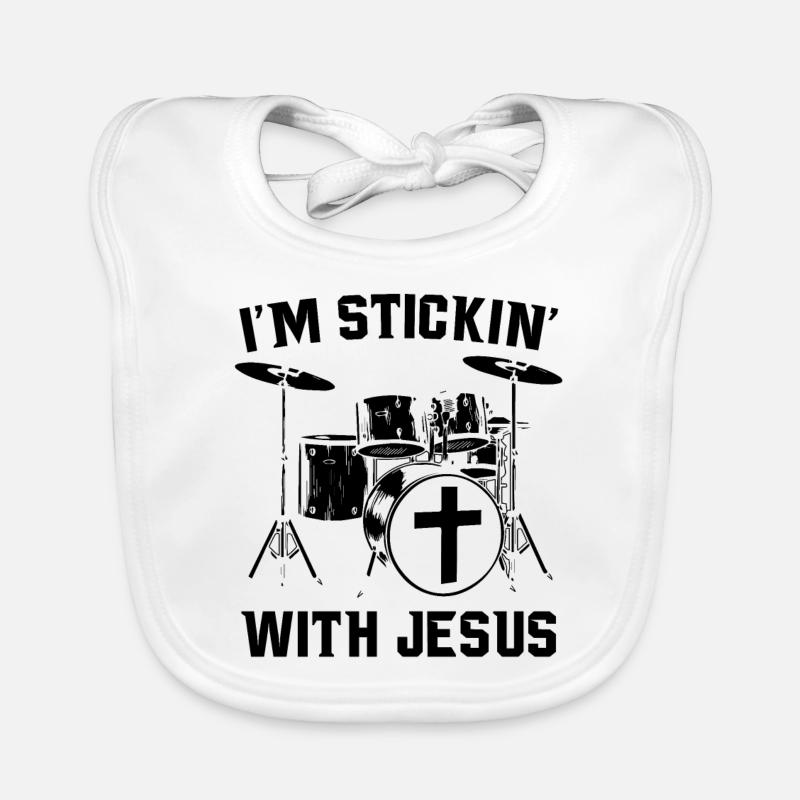 Drums jesus | Drummer music gift idea Organic Baby Bibs