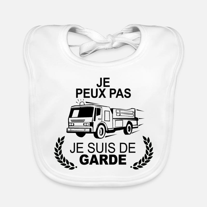 Je peux pas je suis de garde Pompier incendie feu Bavoir bio Bébé