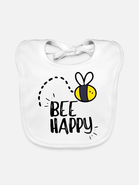 Abeille heureuse! - Bavoir bio Bébé - blanc - Devant