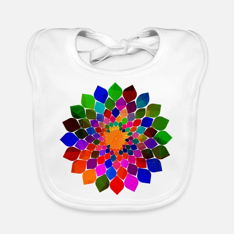 Colorful mandala flowers blossom Organic Baby Bibs
