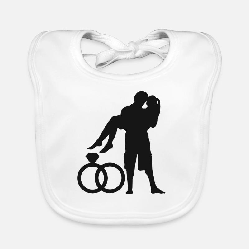 Mariage Couples Amour Mariage Mariage Mariage Bagues - Bavoir bio Bébé - blanc