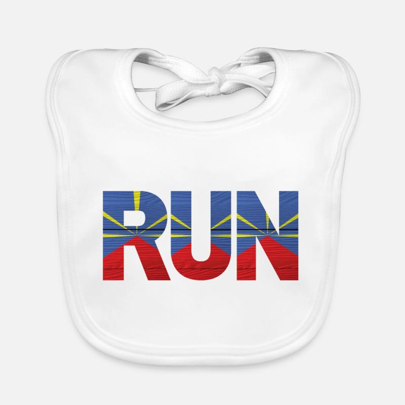 Run île de la Réunion drapeau - Bavoir bio Bébé - blanc