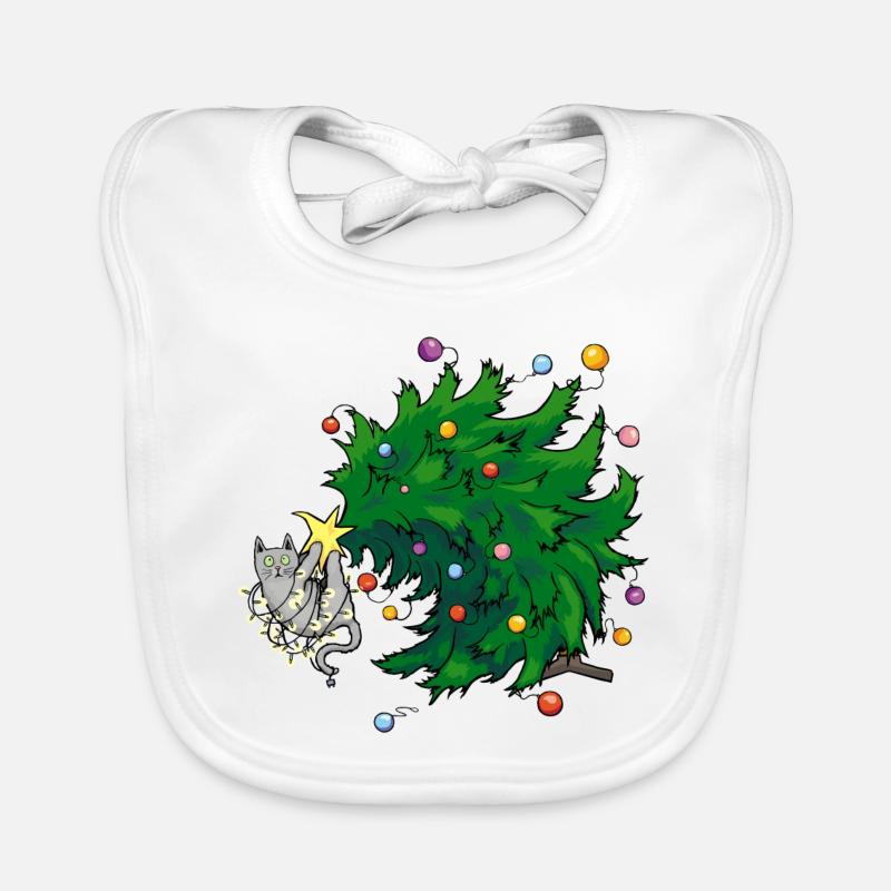 Chat et sapin de Noël Bavoir bio Bébé