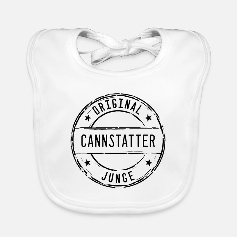 Stuttgart Cannstatter Junge stamp - Organic Baby Bibs - white