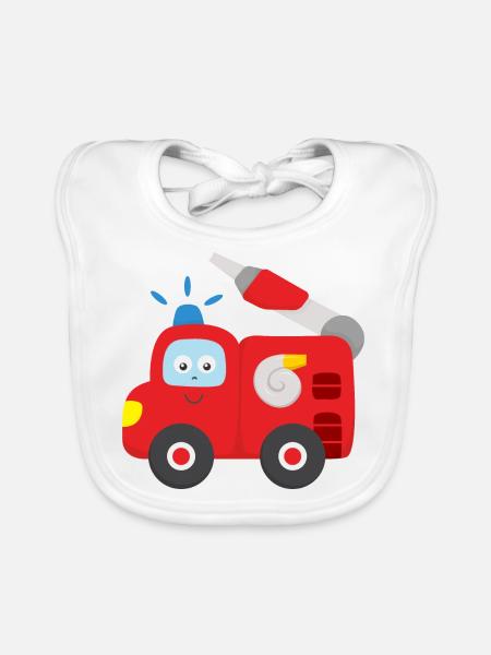 Fire truck baby child toddler - Organic Baby Bibs - white - Front