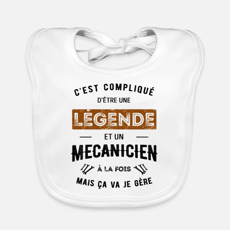 LÉGENDE ET MÉCANICIEN - Bavoir bio Bébé - blanc