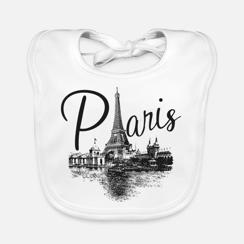 Paris art dessin noir blanc Eiffel Bavoir bio Bébé