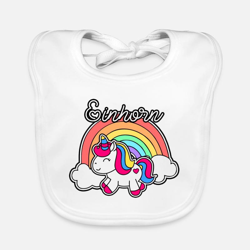 Einhorn mit Regenbogen - Baby Bio-Lätzchen - Weiß