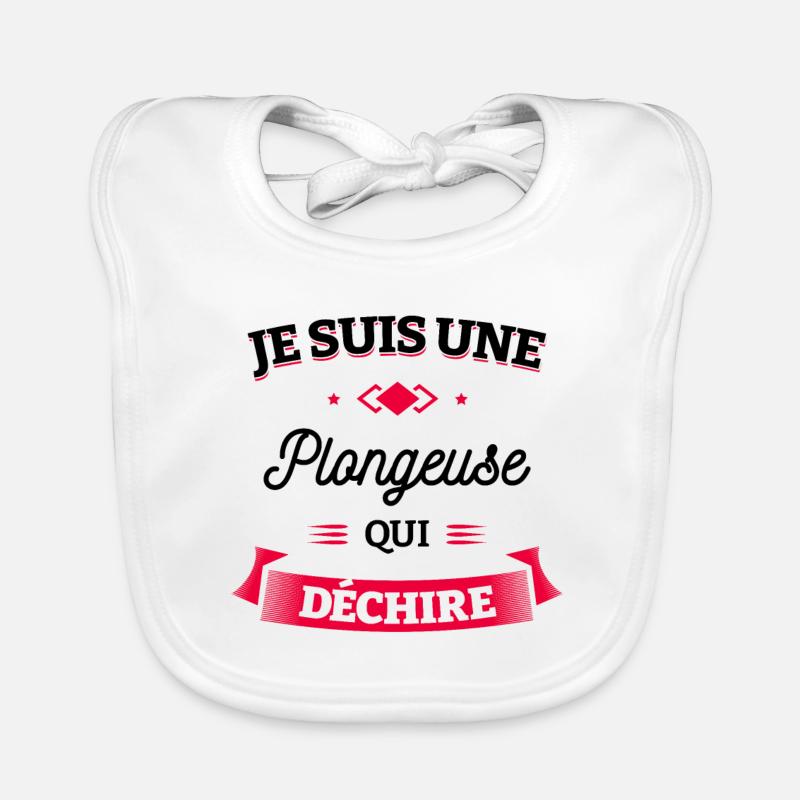 PLONGEUSE QUI DÉCHIRE - Bavoir bio Bébé - blanc