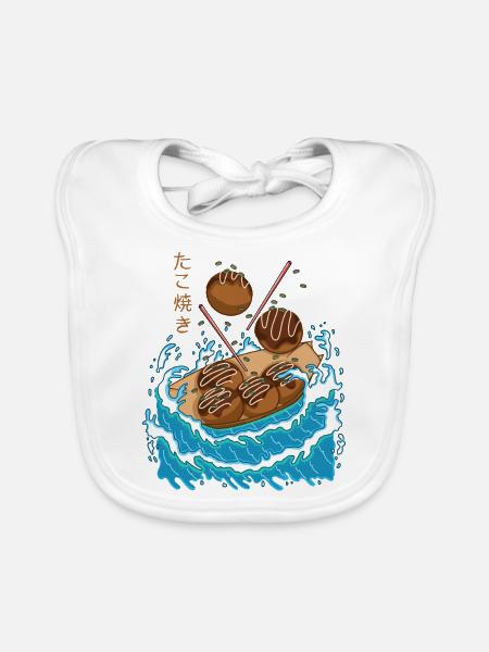 Takoyaki dans la vague - Bavoir bio Bébé - blanc - Devant