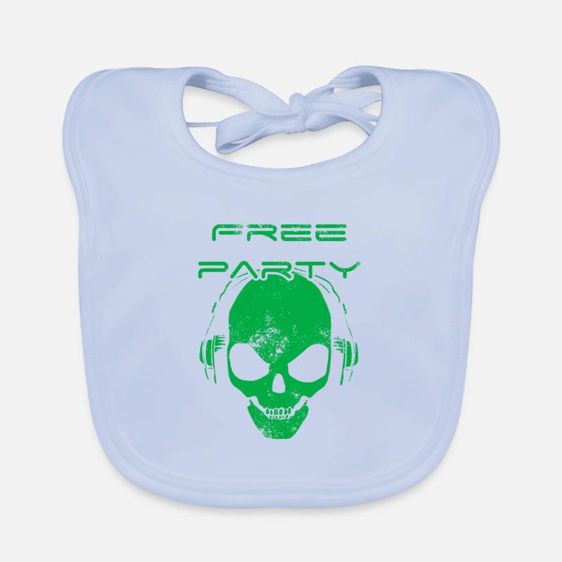 Free party - skull sound system Organic Baby Bibs