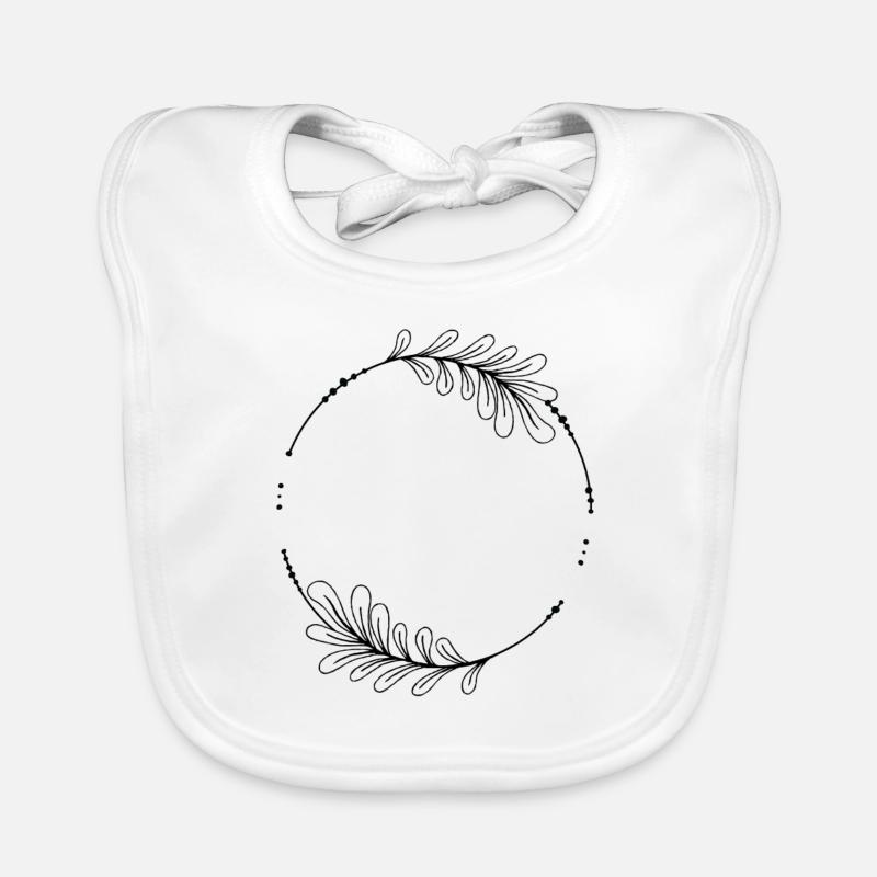 Schwarzer Kreis Rahmen mit Blättern Baby Bio-Lätzchen