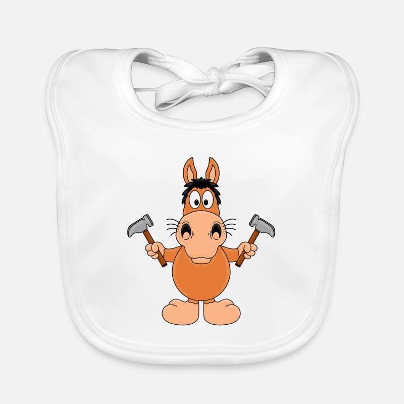 PFERD - HAMMER - HANDWERKER - TIER - TIERISCH Baby Bio-Lätzchen