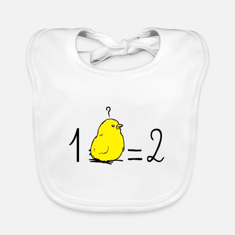 Un poussin égale deux ! (maths, école) - Bavoir bio Bébé - blanc